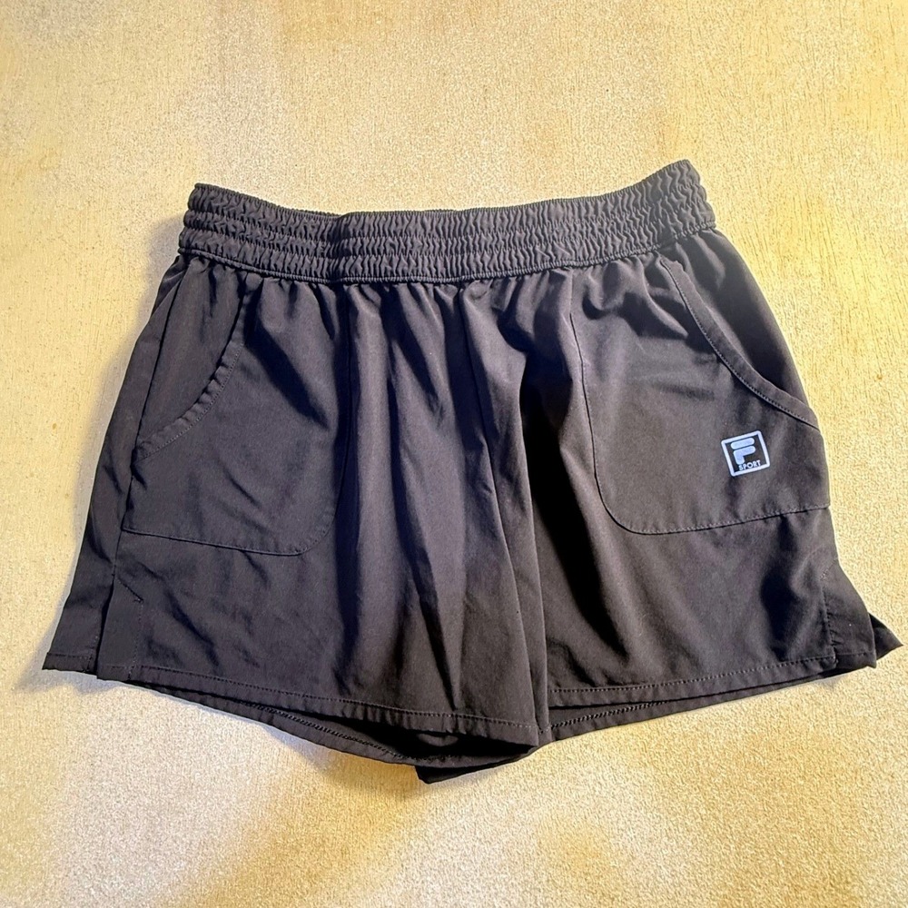 Fila Sport Womens Black Athletic Running Shorts Elastic Waist Size S-1041